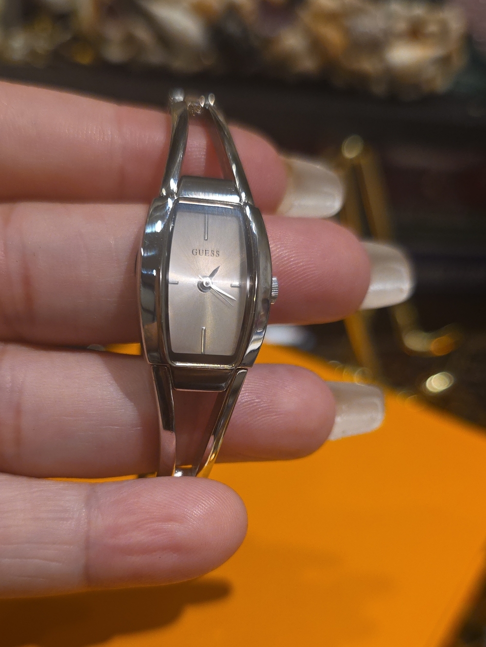 GUESS Silver Bracelet Watch with Champagne Dial